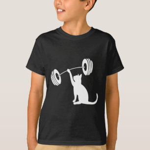 T-shirt Fitness drôle Haltère Force Gym Chat Lévage Pour