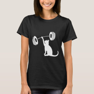T-shirt Fitness drôle Haltère Force Gym Chat Lève Pour