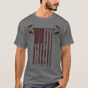 T-shirt Fitness Gym Workout Motivation American Flag Barbe