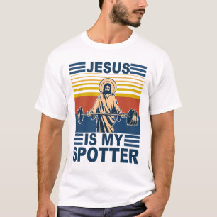 T-shirt Fitness Jésus Est Mon Spotter Vintage