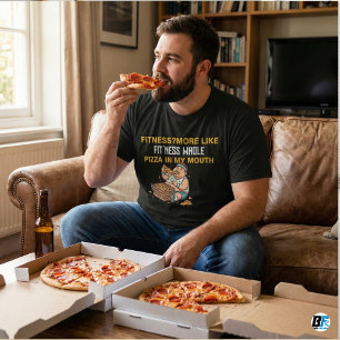 T-shirt Fitness Pizza entière dans ma bouche Blague drôle 