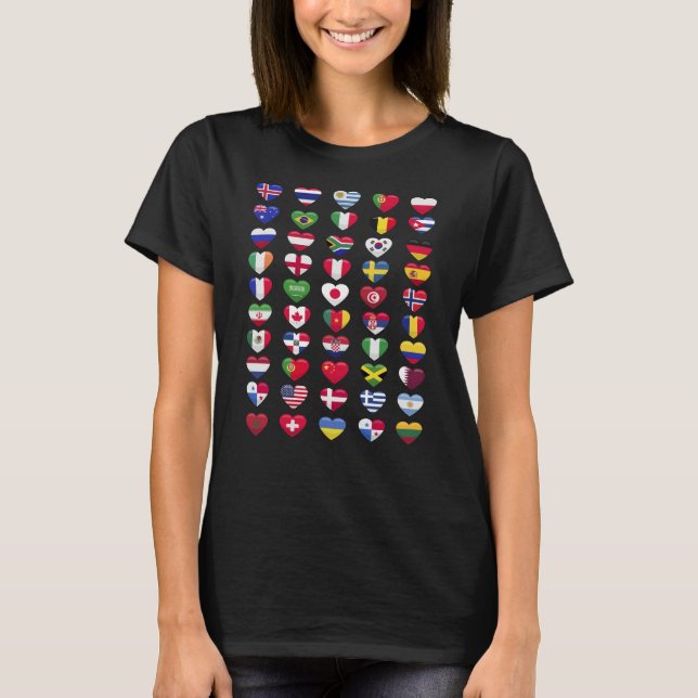 T-shirt Flags of the countries heart shape (Devant)