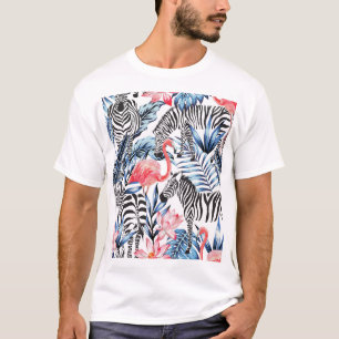 T-shirt Flair tropical : Flamant rose Zebra Paradise