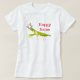 T-shirt flairé rouge de Noël de mante de prière