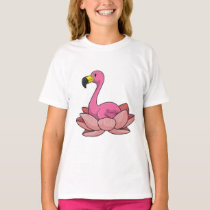 T-shirt Flamant rose à fleur de Lotus