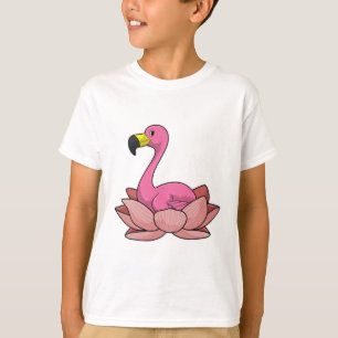 T-shirt Flamant rose à fleur de Lotus