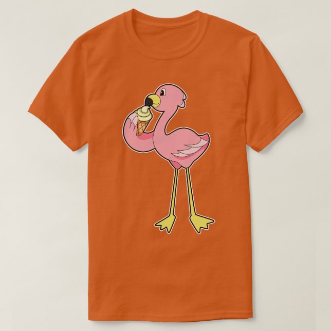 T-shirt Flamant rose à la crème glacée gaufre (Design devant)