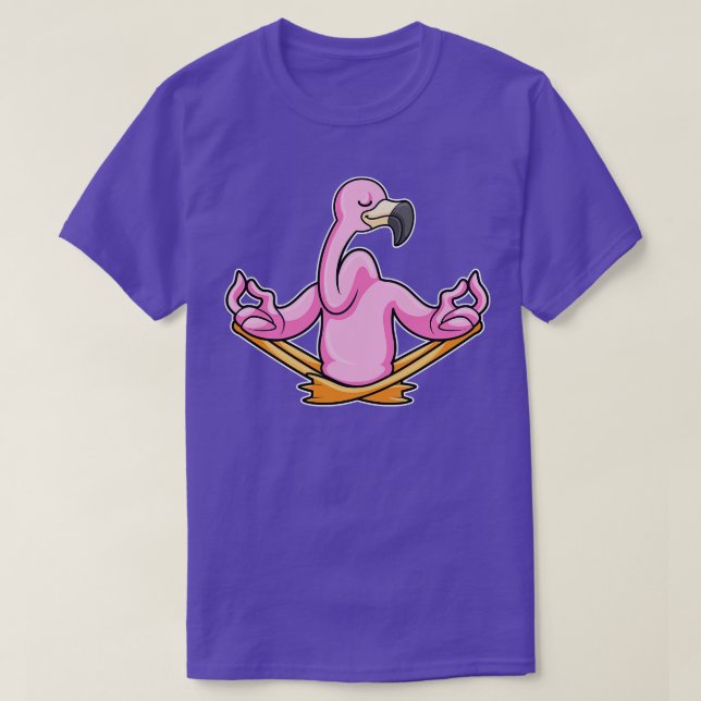 T-shirt Flamant rose à Yoga en Crossleged (Design devant)