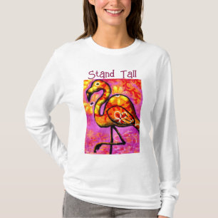 T-shirt Flamant rose Abstrait Whimsical rose Orange Floral