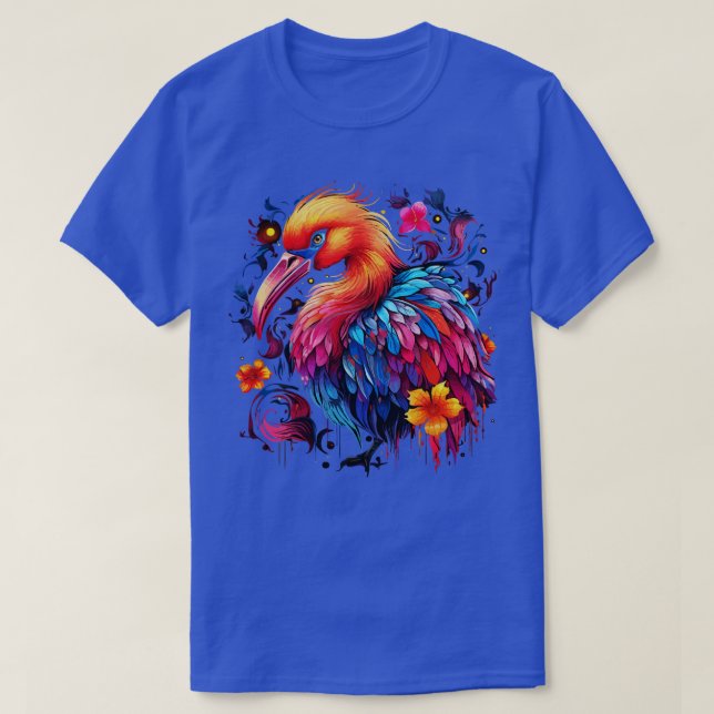 T-shirt Flamant rose arc-en-ciel (Design devant)
