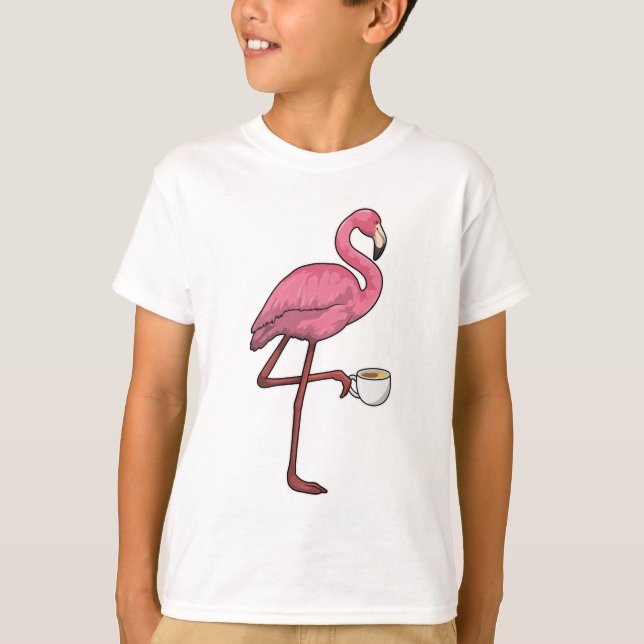 T-shirt Flamant rose avec la coupe du café (Devant)