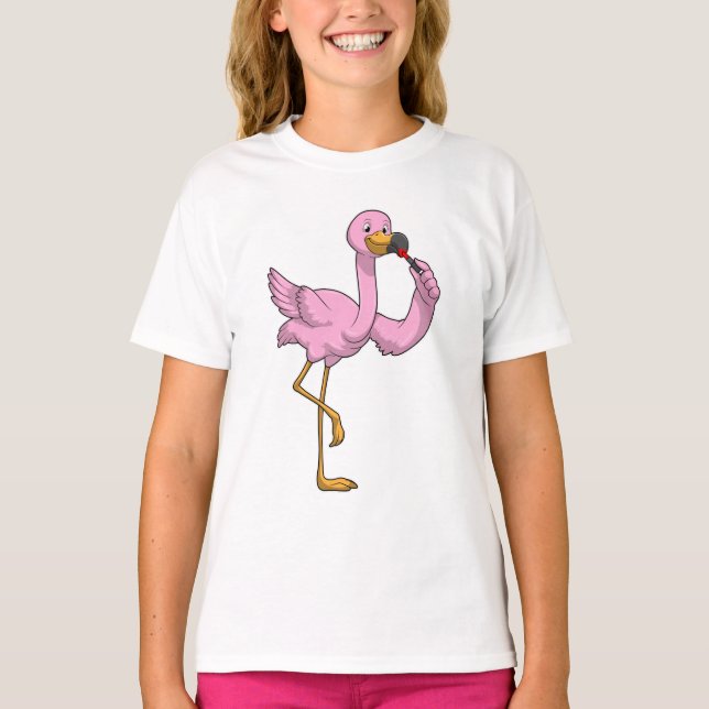 T-shirt Flamant rose avec Lipstick (Devant)