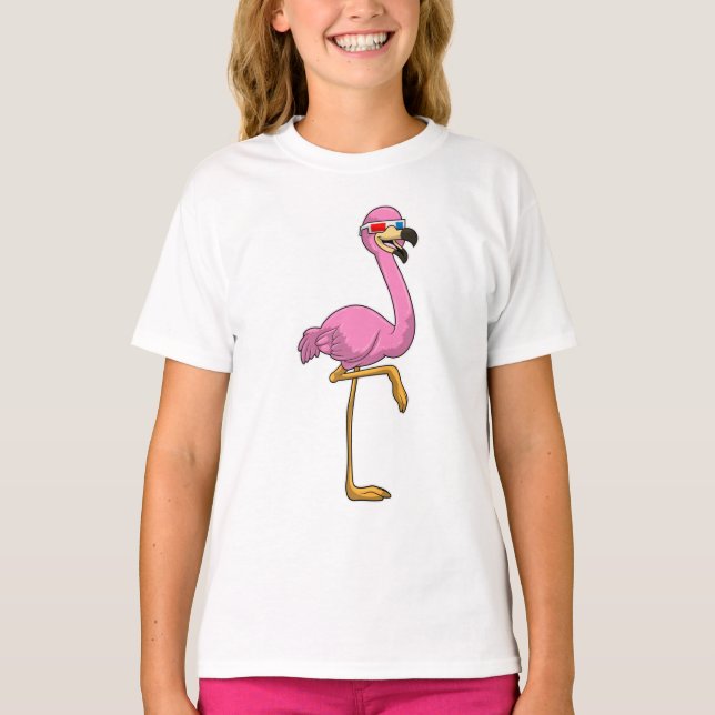 T-shirt Flamant rose avec lunettes (Devant)
