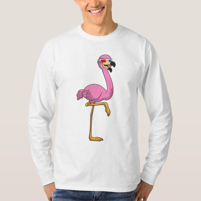 T-shirt Flamant rose avec lunettes (Devant)