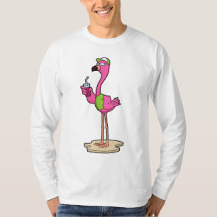 T-shirt Flamant rose avec Lunettes de soleil & Casquette