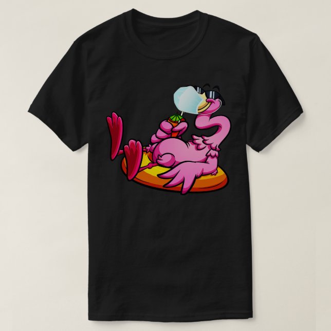 T-shirt Flamant rose avec Masque Visage Oiseau Relaxant Qu (Design devant)