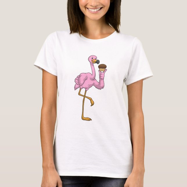 T-shirt Flamant rose avec muffin (Devant)