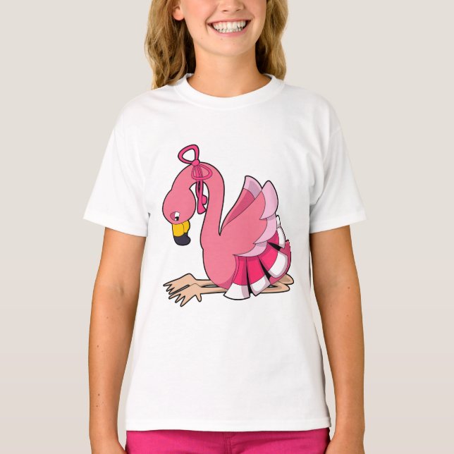 T-shirt Flamant rose avec ruban (Devant)