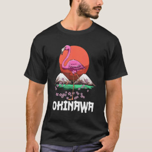 T-shirt Flamant rose cerise fleurs Sakura Okinawa Japon