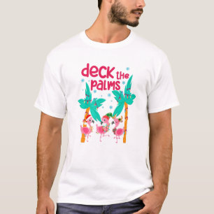 T-shirt Flamant rose Christmas Beach Hawaii Tropical Deck 