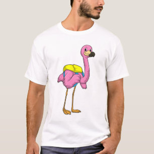 T-shirt Flamant rose comme élèves avec sac scolaire