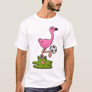T-shirt Flamant rose comme joueur de football avec Soccer