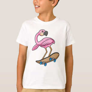 T-shirt Flamant rose comme Patineur avec Skateboard