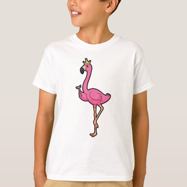 T-shirt Flamant rose comme roi avec la Couronne et le pers (Devant)