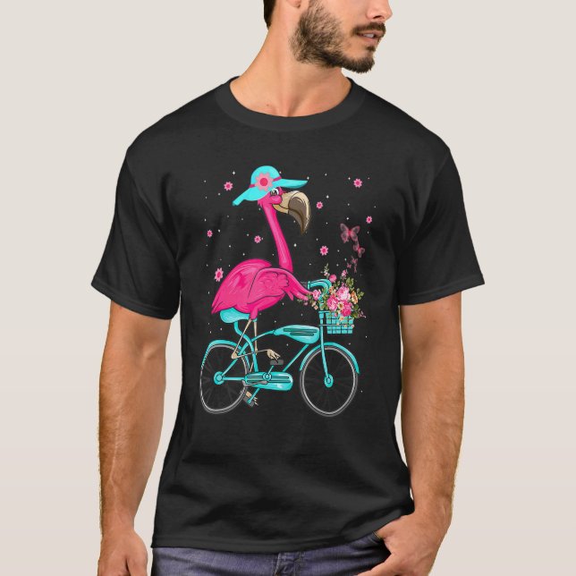 T-shirt Flamant rose cool À Vélo À Vélo À Vélo À Oiseau (Devant)