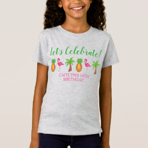 T-Shirt Flamant rose d'anniversaire Palm Tree Pineapple