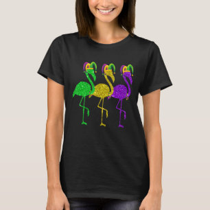 T-shirt Flamant rose de carnaval Mardi Gras fêtes perles d
