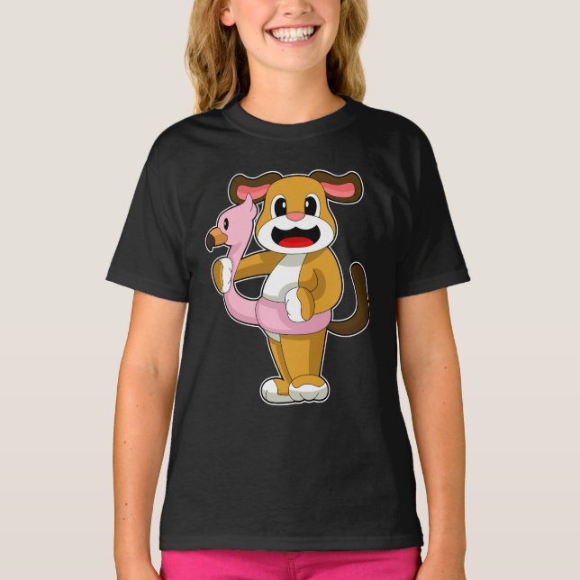 T-shirt Flamant rose de chien (Devant)
