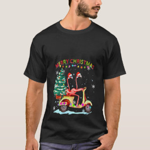 T-shirt Flamant rose de femmes Santa Hat Xmas Light Motobi