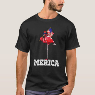 T-shirt Flamant rose de l'Amérique 4 juillet patriotique