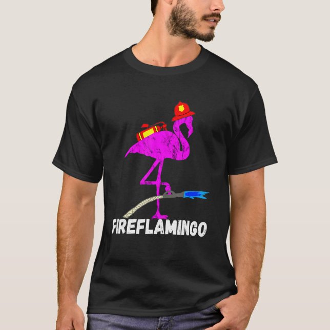 T-shirt Flamant rose de pompiers Oiseau exotique (Devant)