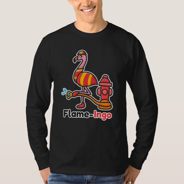 T-shirt Flamant rose du service des incendies Funny Animal (Devant)