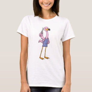 T-shirt Flamant rose en coiffeur avec ciseaux