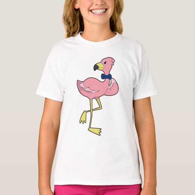 T-shirt Flamant rose en tant que Gentleman avec Cravate (Devant)