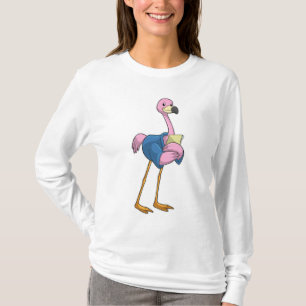 T-shirt Flamant rose en tant que secrétaire avec Bloc-note