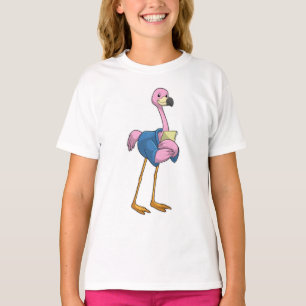 T-shirt Flamant rose en tant que secrétaire avec Bloc-note