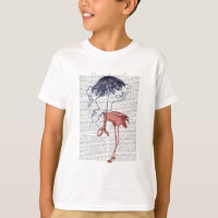 Flamant rose et parasol