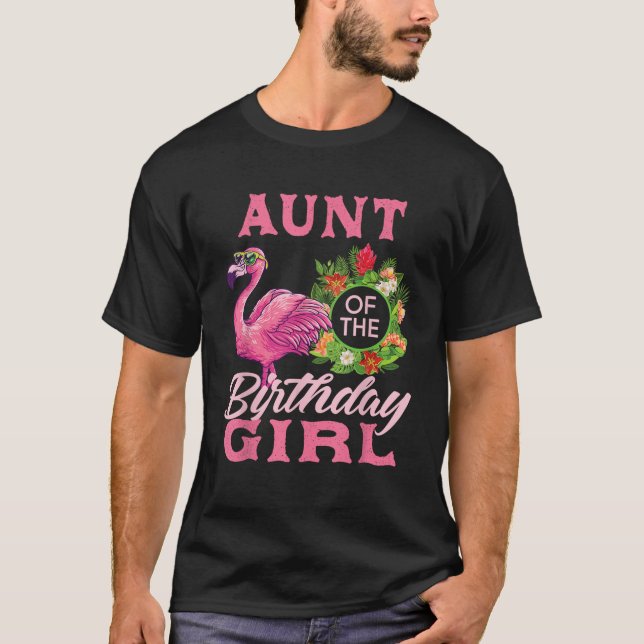 T-shirt Flamant rose familial Tante jumelée de la fille d' (Devant)
