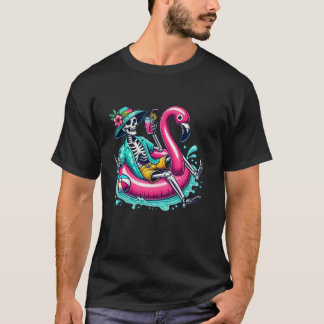 T-shirt Flamant rose Halloween Éffrayant Wading Bird Scand