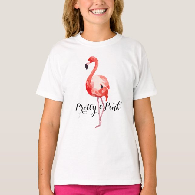 T-shirt Flamant rose joli et rose (Devant)