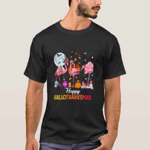 T-shirt Flamant rose Joyeux Hallothanksmas Drôle Hallowee