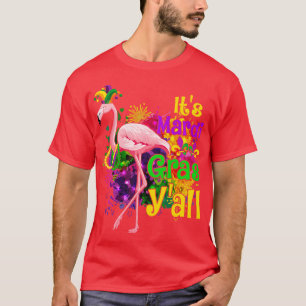 T-shirt Flamant rose Lover Son Mardi Gras Yall Mask perles