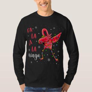 T-shirt Flamant rose lumières de Noël Funny Noël Santa Hat