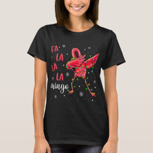 T-shirt Flamant rose lumières de Noël Funny Noël Santa Hat