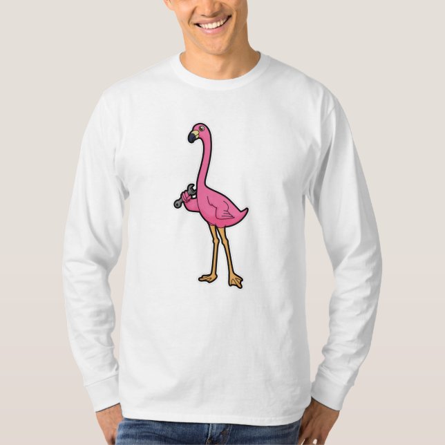 T-shirt Flamant rose mécanique avec clé (Devant)