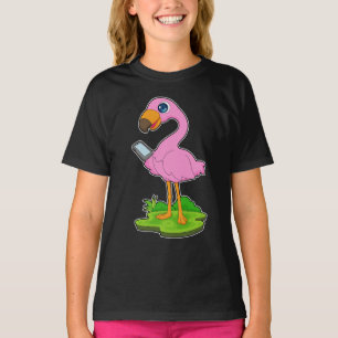 T-shirt Flamant rose mobile
